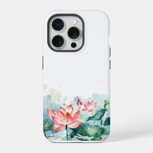 ウォーターカラーピンクフラワーiPhoneケース iPhoneケース (裏面)