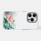 ウォーターカラーピンクフラワーiPhoneケース iPhoneケース (裏面横)