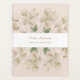 ウォーターカラーピンクフローラブーケウィークリープランナー プランナー手帳