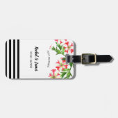ウォーターカラーピンクホワイトペチュニアスフローライラストレーション ラゲッジタグ (正面横)