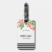 ウォーターカラーピンクホワイトペチュニアスフローライラストレーション ラゲッジタグ (裏面縦)