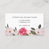 ウォーターカラーピンクホワイトローズバレリーナフローラ 名刺 (裏面)