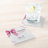 ウォーターカラーピンクボウシック甘い16誕生日 ガラスコースター (アングル)