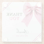 ウォーターカラーピンクボウシック甘い16誕生日 ガラスコースター (裏面)