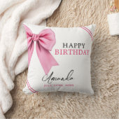 ウォーターカラーピンクボウシック甘い16誕生日 クッション (ブランケット)