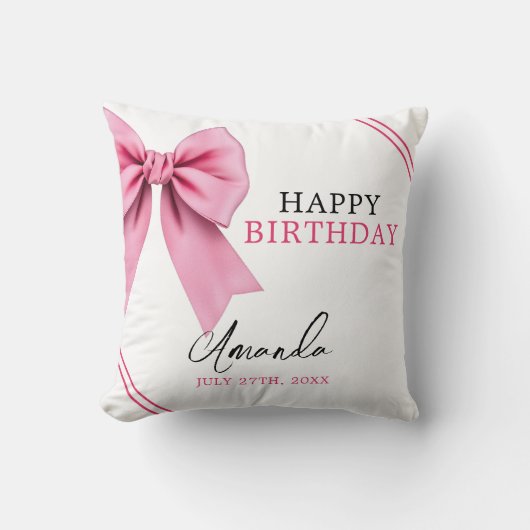 ウォーターカラーピンクボウシック甘い16誕生日 クッション (正面)