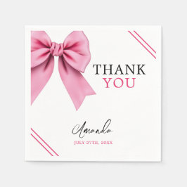 ウォーターカラーピンクボウシック甘い16誕生日 スタンダードカクテルナプキン