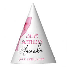 ウォーターカラーピンクボウシック甘い16誕生日 パーティーハット