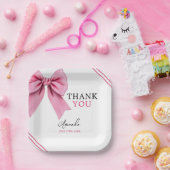 ウォーターカラーピンクボウシック甘い16誕生日 ペーパープレート (パーティー)