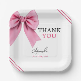 ウォーターカラーピンクボウシック甘い16誕生日 ペーパープレート