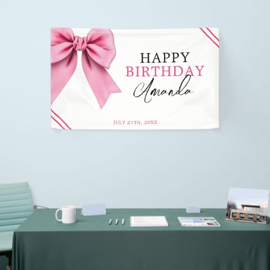 ウォーターカラーピンクボウシック甘い16誕生日 横断幕 (トレードショー)