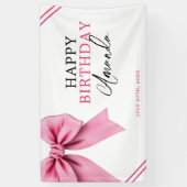 ウォーターカラーピンクボウシック甘い16誕生日 横断幕 (縦)