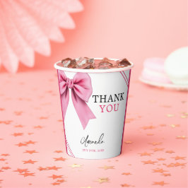 ウォーターカラーピンクボウシック甘い16誕生日 紙コップ