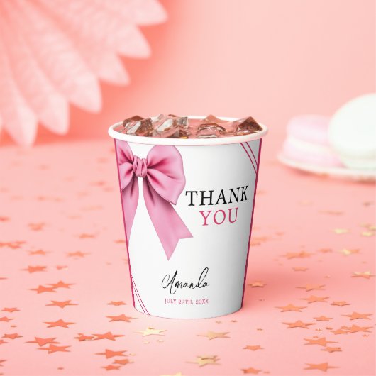 ウォーターカラーピンクボウシック甘い16誕生日 紙コップ (インサイチュ)