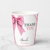 ウォーターカラーピンクボウシック甘い16誕生日 紙コップ (正面)