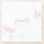 ウォーターカラーピンクボウズコケットスウィート16誕生日 ガラスコースター (裏面)