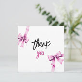 ウォーターカラーピンクボウズコケットスウィート16誕生日 サンキューカード (スタンド正面)