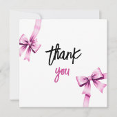 ウォーターカラーピンクボウズコケットスウィート16誕生日 サンキューカード (正面)