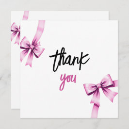 ウォーターカラーピンクボウズコケットスウィート16誕生日 サンキューカード
