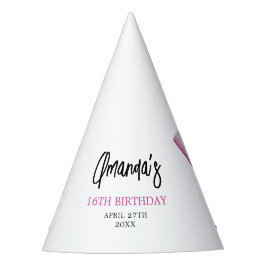 ウォーターカラーピンクボウズコケットスウィート16誕生日 パーティーハット