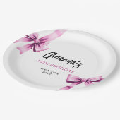 ウォーターカラーピンクボウズコケットスウィート16誕生日 ペーパープレート (アングル)