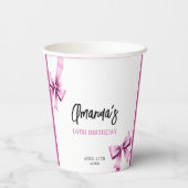 ウォーターカラーピンクボウズコケットスウィート16誕生日 紙コップ (裏面)