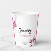 ウォーターカラーピンクボウズコケットスウィート16誕生日 紙コップ (正面)