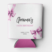 ウォーターカラーピンクボウズコケットスウィート16誕生日 缶クーラー (正面)