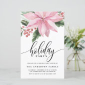 ウォーターカラーピンクポインセティアホリデイ招待状 (スタンド正面)