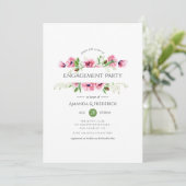 ウォーターカラーピンクポピー婚約パーティ 招待状 (スタンド正面)