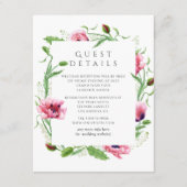 ウォーターカラーピンクポピー結婚ズゲスト詳細 エンクロージャーカード (正面)