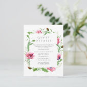 ウォーターカラーピンクポピー結婚ズゲスト詳細 エンクロージャーカード (スタンド正面)