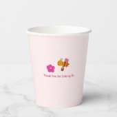 ウォーターカラーピンクラビットガーデン子供の誕生日 紙コップ (裏面)