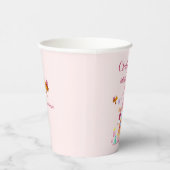 ウォーターカラーピンクラビットガーデン子供の誕生日 紙コップ (右)