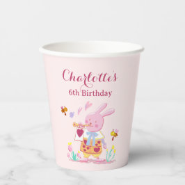 ウォーターカラーピンクラビットガーデン子供の誕生日 紙コップ