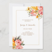 ウォーターカラーピンクレモネード結婚式招待状 招待状 (正面)