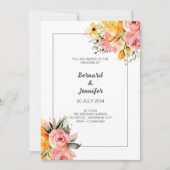 ウォーターカラーピンクレモネード結婚式招待状 招待状 (正面)