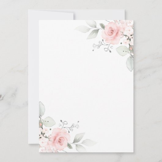ウォーターカラーピンクローズガール招待状 空白の 招待状 (正面)