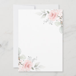 ウォーターカラーピンクローズガール招待状 空白の 招待状