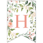 ウォーターカラーピンクローズグリーンリーハッピーバースデー バンティングフラッグ (第2の旗)