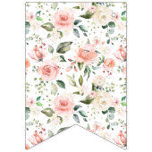 ウォーターカラーピンクローズグリーンリーハッピーバースデー バンティングフラッグ (第1の旗)