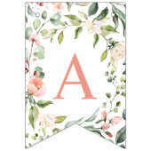 ウォーターカラーピンクローズグリーンリーハッピーバースデー バンティングフラッグ (第3の旗)