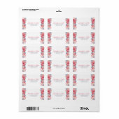 ウォーターカラーピンクローズシック結婚差出人住所 ラベル (フルシート)