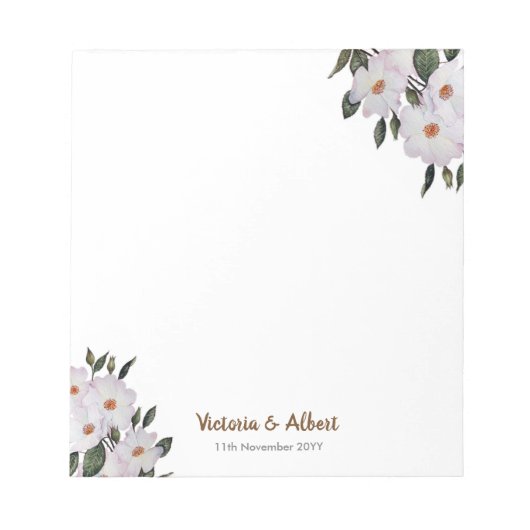 ウォーターカラーピンクローズバレリナフローラア結婚ートズ ノートパッド (正面)