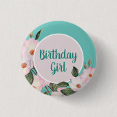 ウォーターカラーピンクローズバレリナボタニカル絵画ズ 缶バッジ (正面)
