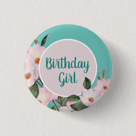 ウォーターカラーピンクローズバレリナボタニカル絵画ズ 缶バッジ