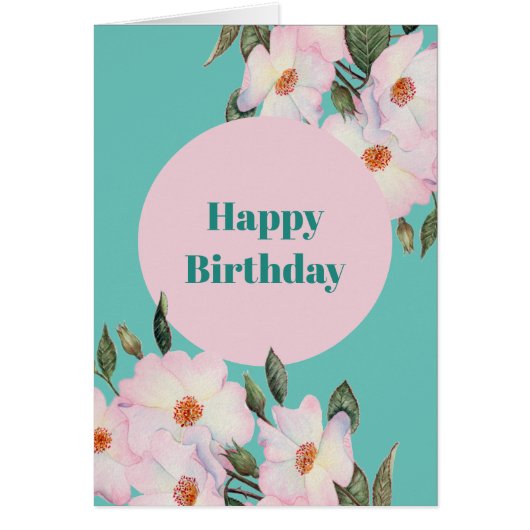 ウォーターカラーピンクローズバレリナボタニカル誕生日 (正面)