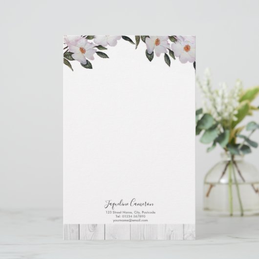 ウォーターカラーピンクローズバレリーナイラストレーション 便箋 (スタンド正面)