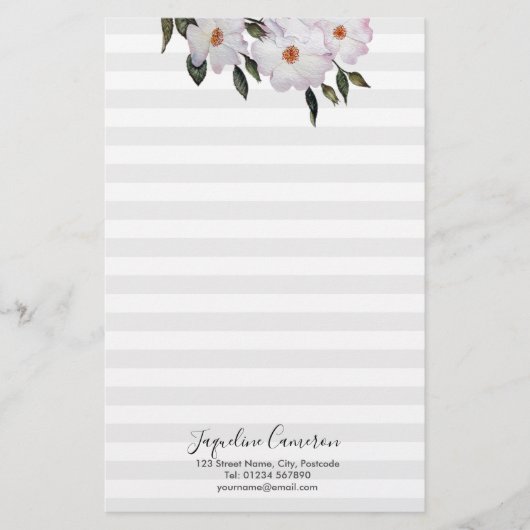 ウォーターカラーピンクローズバレリーナイラストレーション 便箋 (正面)