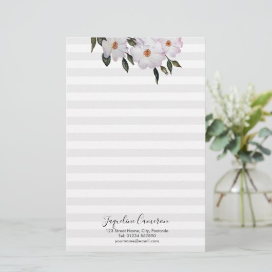 ウォーターカラーピンクローズバレリーナイラストレーション 便箋 (スタンド正面)